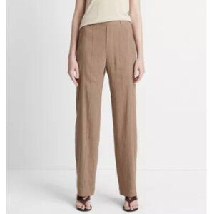 NWT Vince Tan Linen Blend High Waist Pull On Pant L